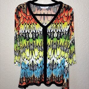 Peter Nygard Multi- Color Contemporary Abstract Print Top women's Size Large
